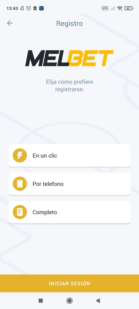 Visita la página de registro de la aplicación Melbet.