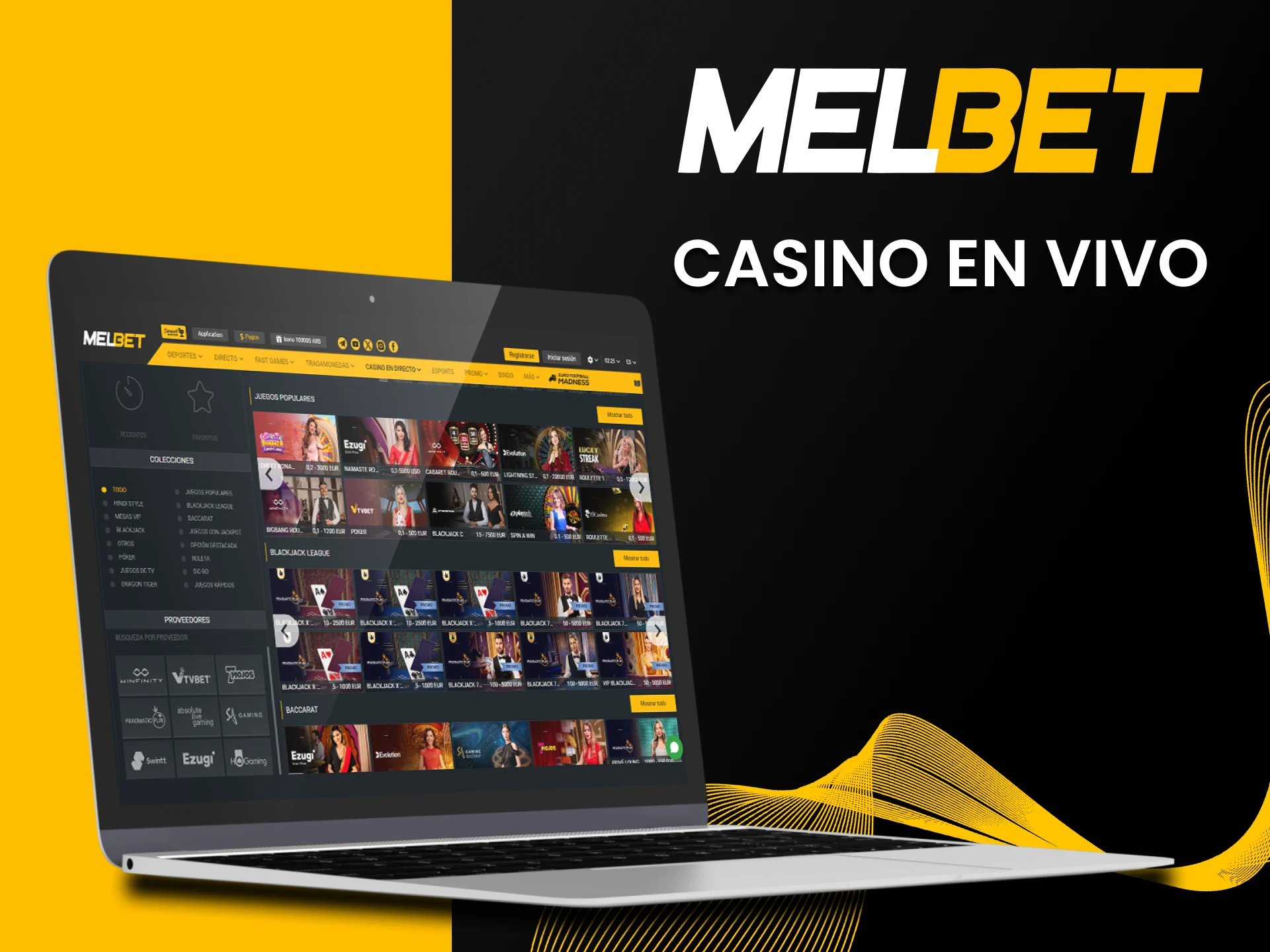 Visita la sección de casino en vivo en Melbet.