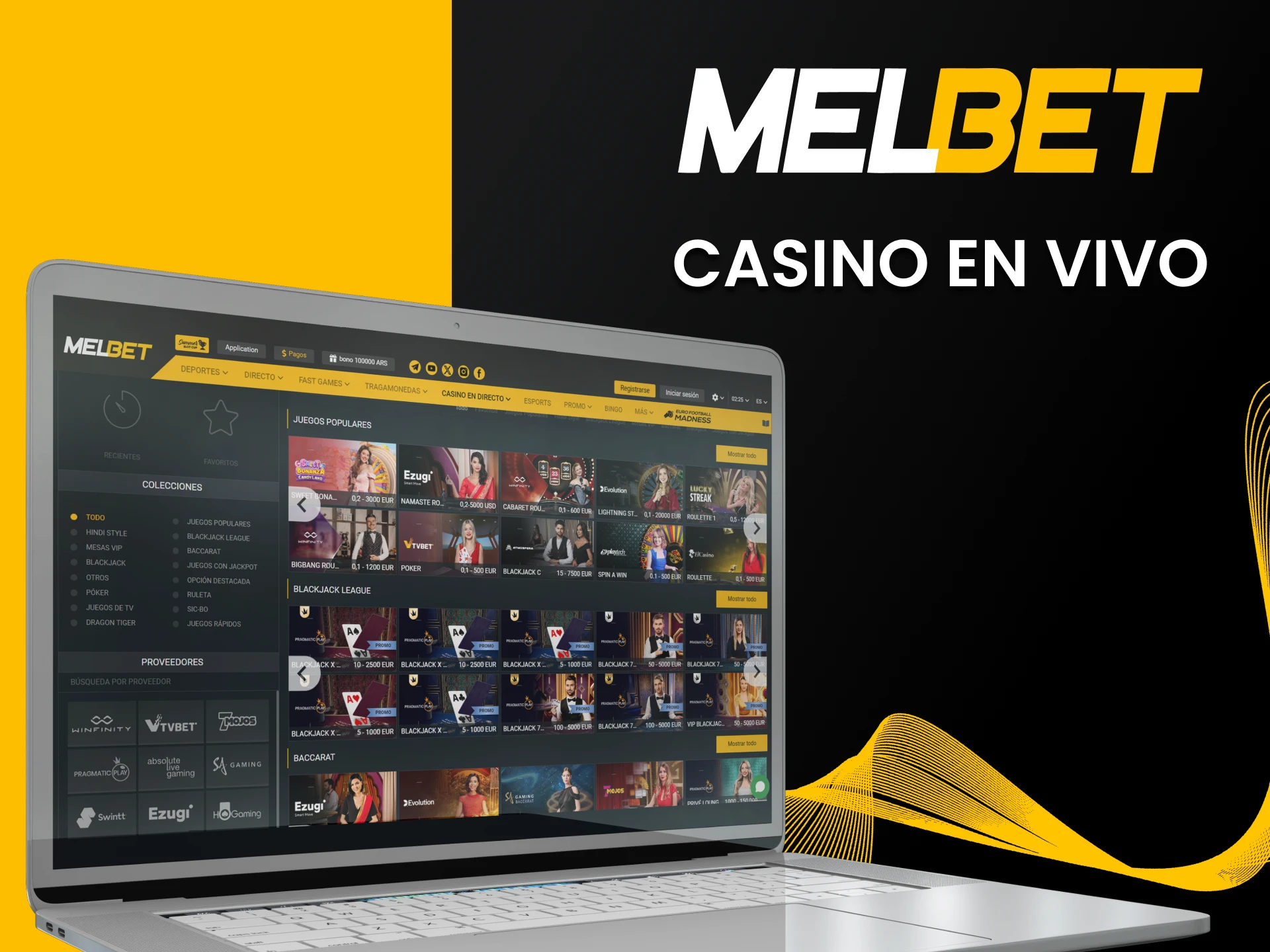 Juega al casino en vivo de Melbet.