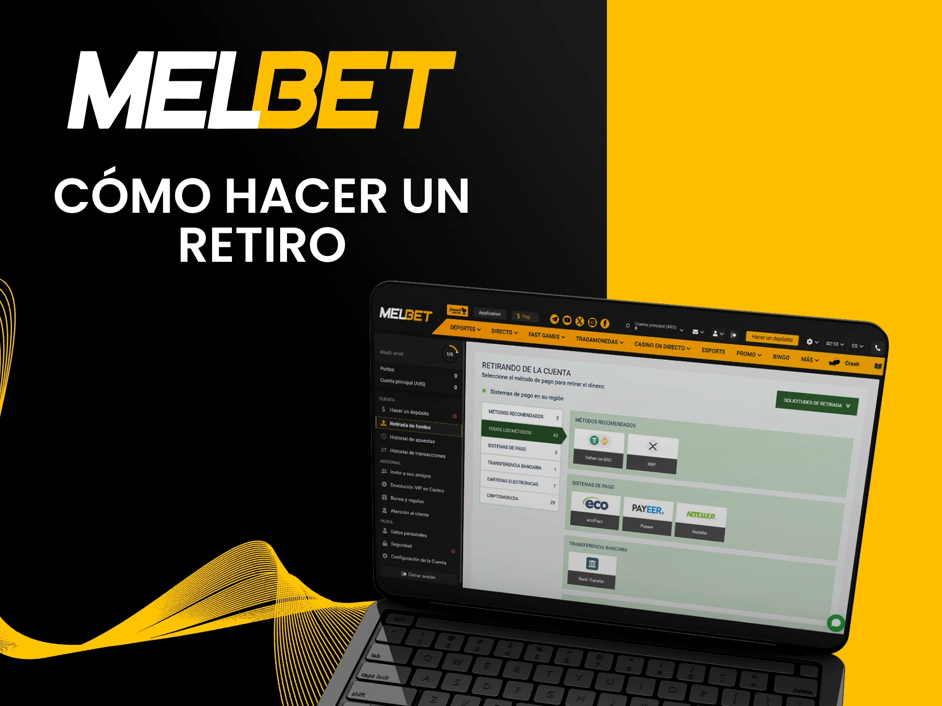 Le mostraremos cómo retirar fondos en el sitio web de Melbet.