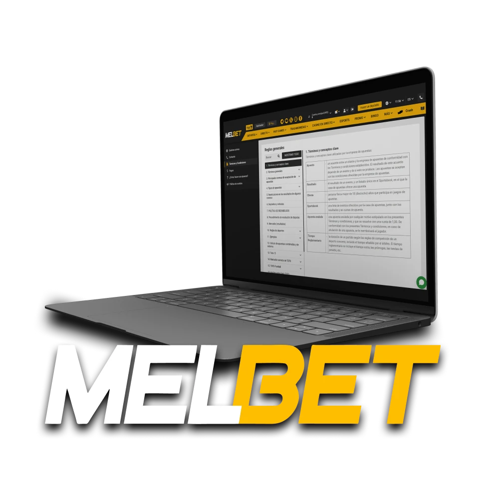 Revise los términos y condiciones del sitio web de Melbet.