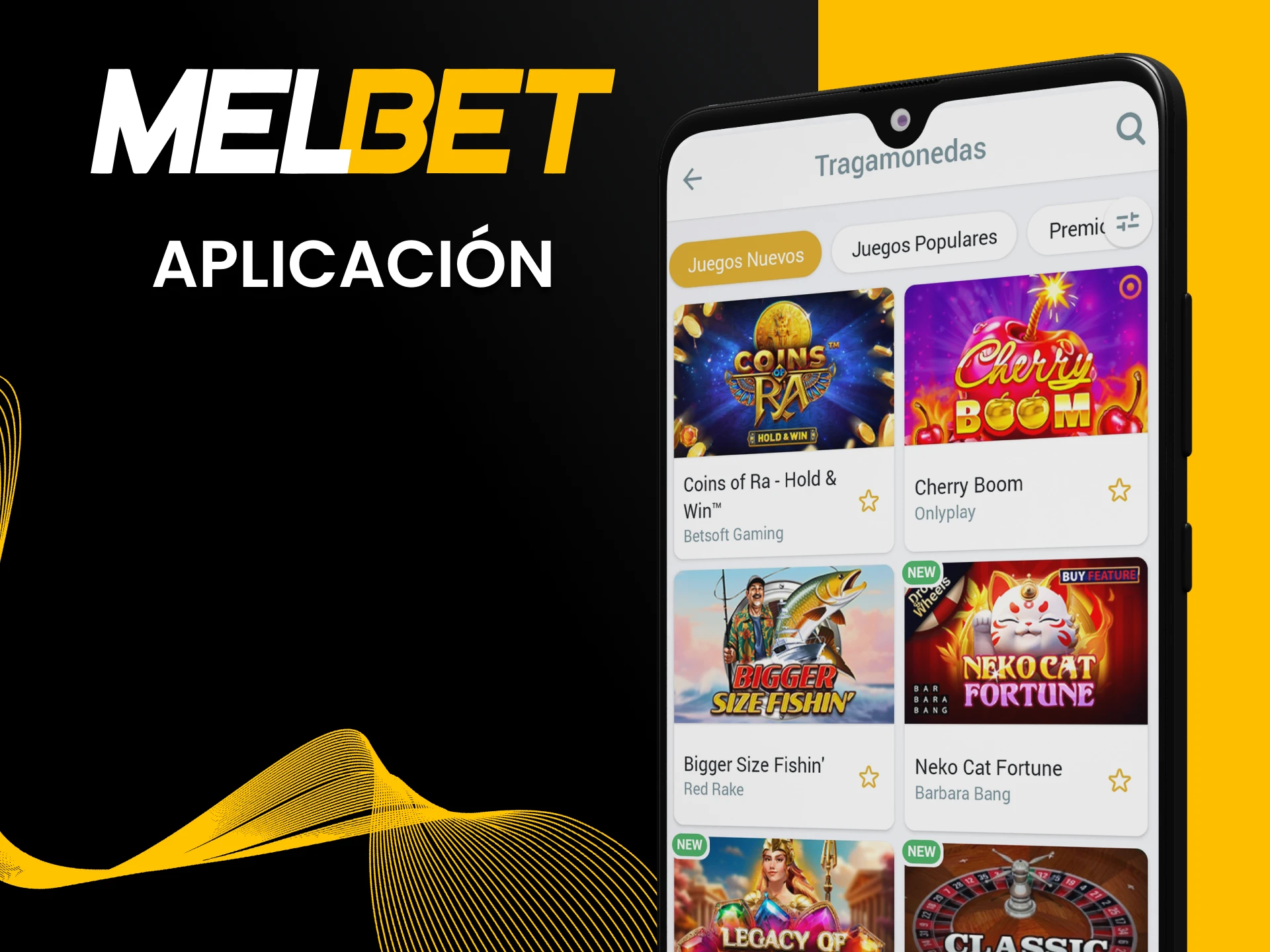 Puedes jugar a las tragamonedas en la aplicación Melbet.