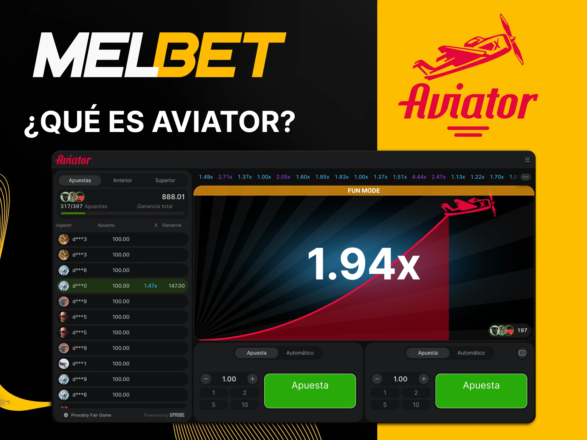 Explora información sobre el juego Aviator de Melbet.