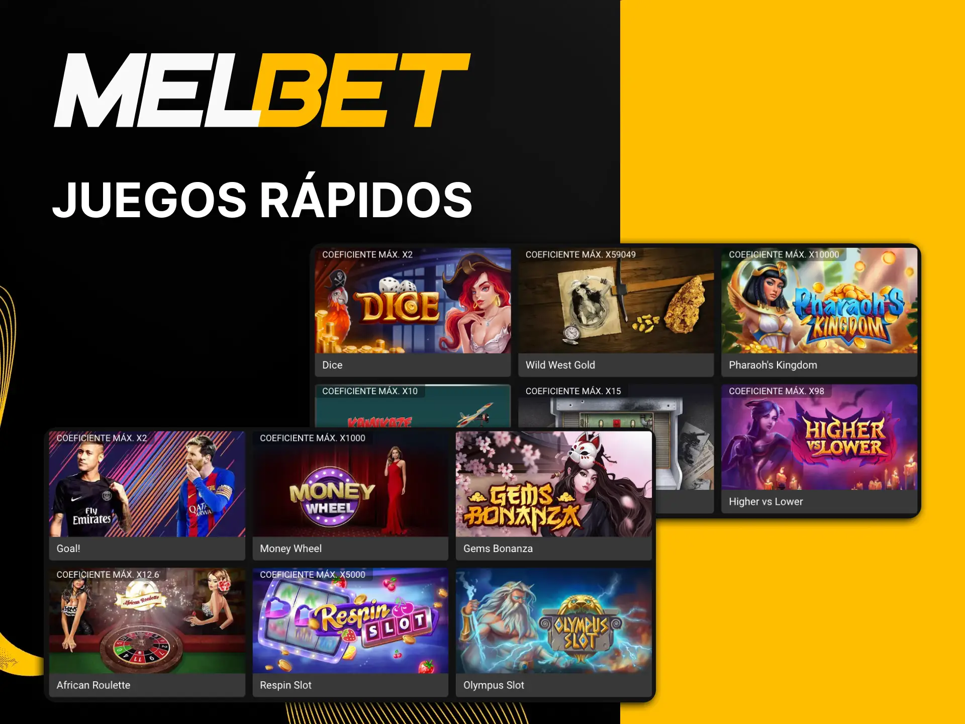 Elija juegos de casino rápidos de Melbet.