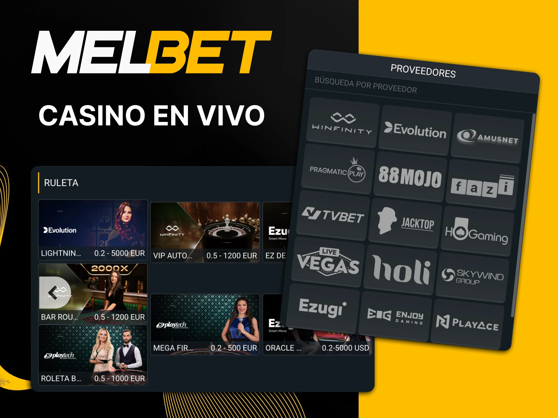 Visita la sección de casino en vivo en Melbet.