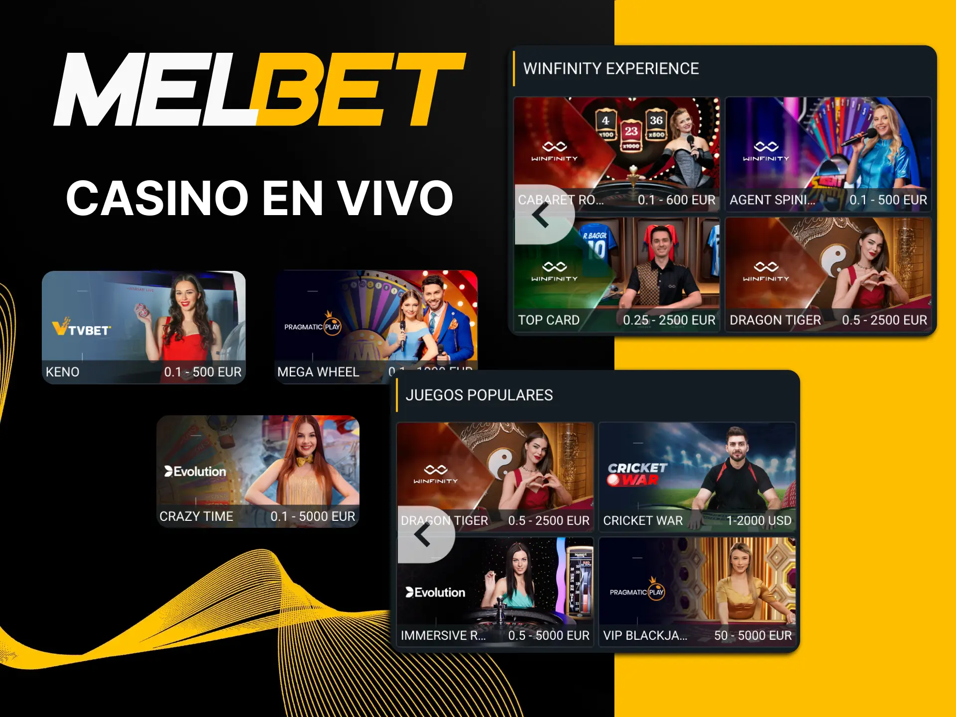 Juega al casino en vivo de Melbet.
