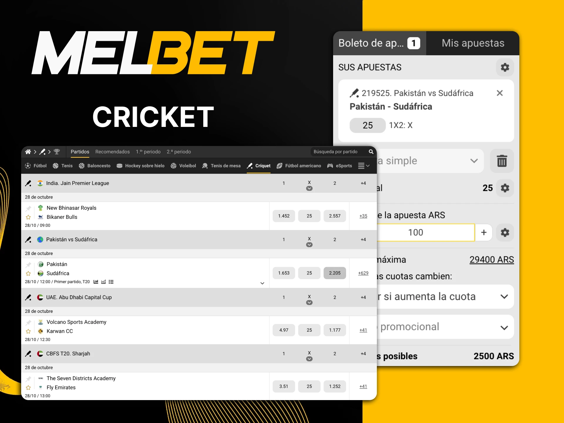 Cuando apueste en Melbet, elija cricket.