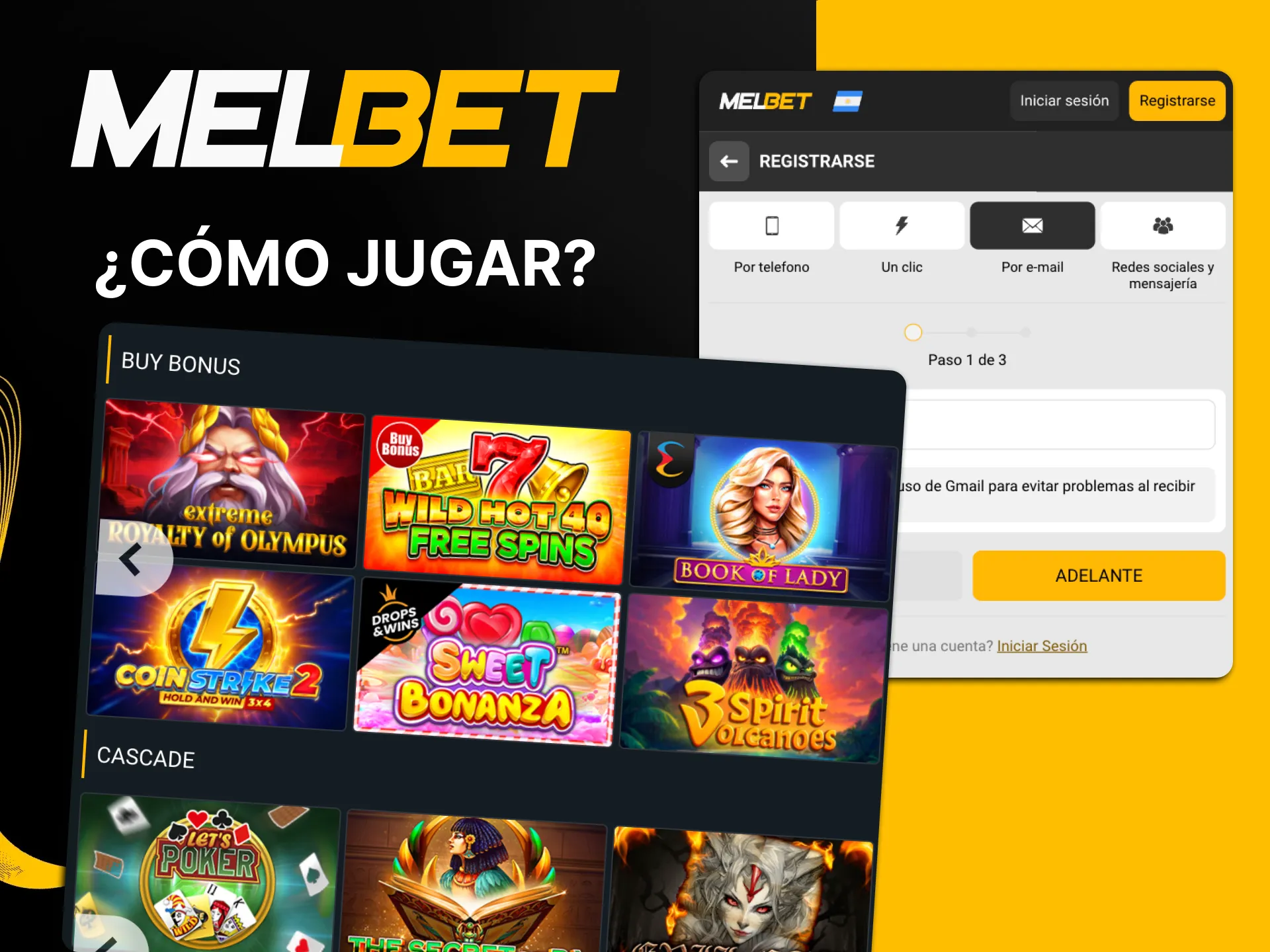 Vaya a la sección de casino para jugar tragamonedas en Melbet.