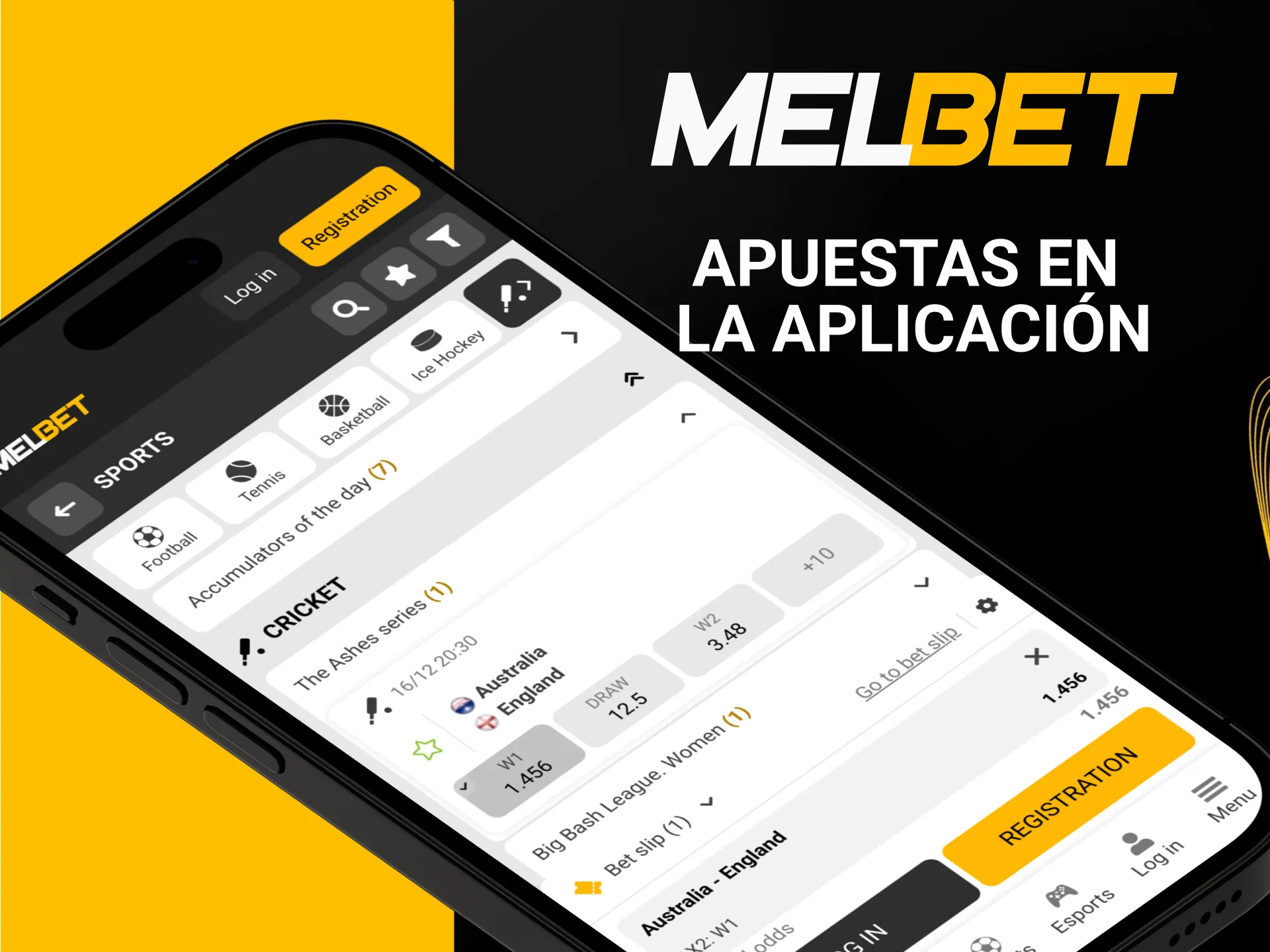 Apuesta al críquet desde la app Melbet.