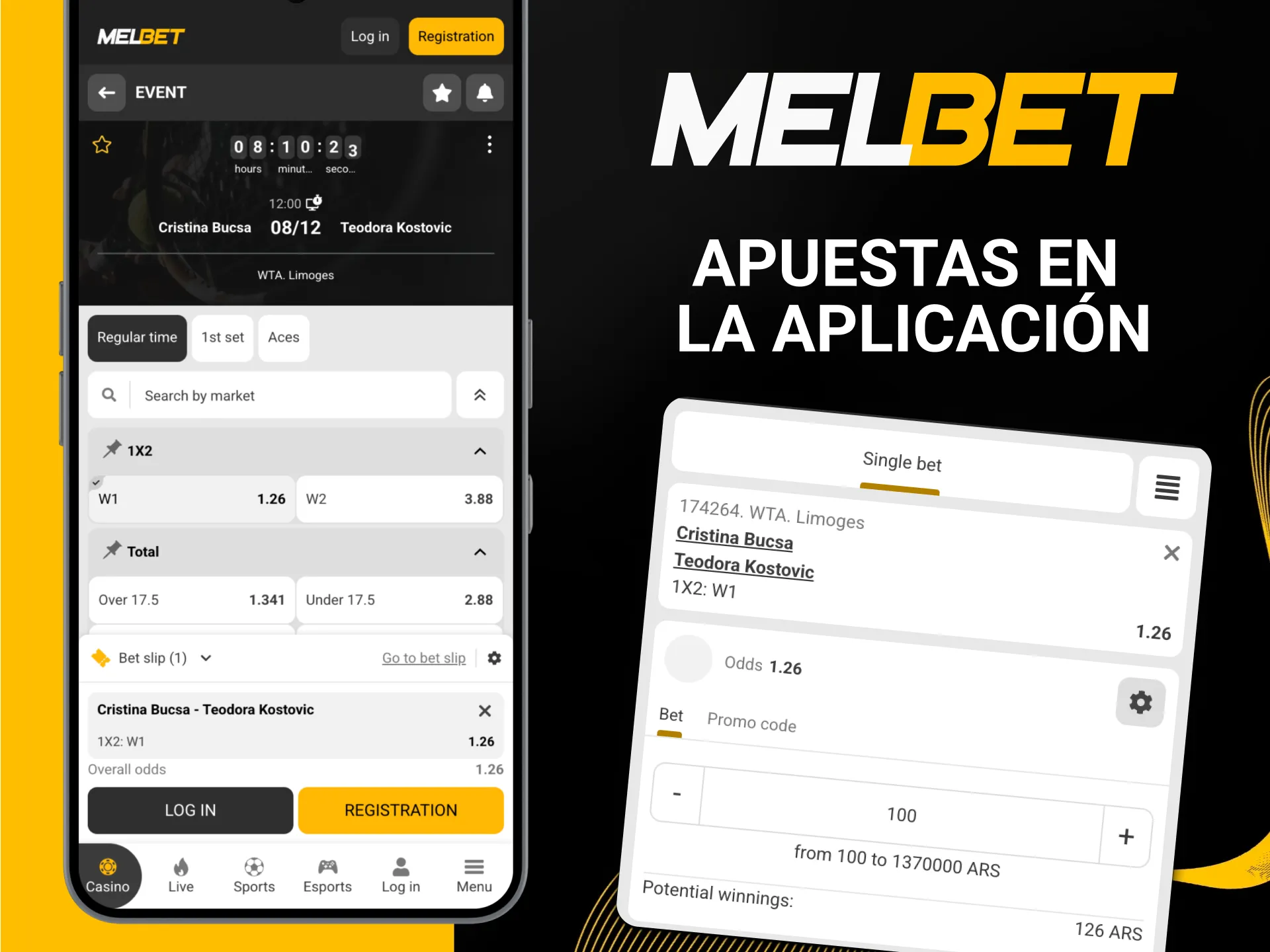 Apuesta al tenis desde la app Melbet.